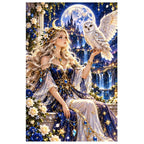 Moon Goddess White Owl diamond painting kit original artwork on white