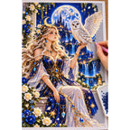 Moon Goddess White Owl diamond painting process