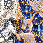 Moon Goddess White Owl canvas and resin drill detail