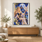Moon Goddess White Owl finished artwork in home décor