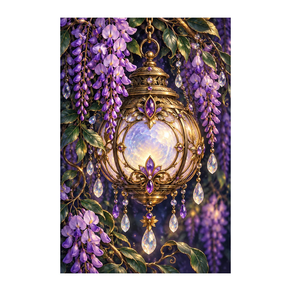 Original white-background artwork of Moon Lantern and Wisteria
