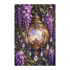 Finished white-background diamond painting of Moon Lantern and Wisteria