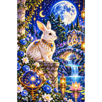 Moon Rabbit Celestial Garden finished diamond painting on white