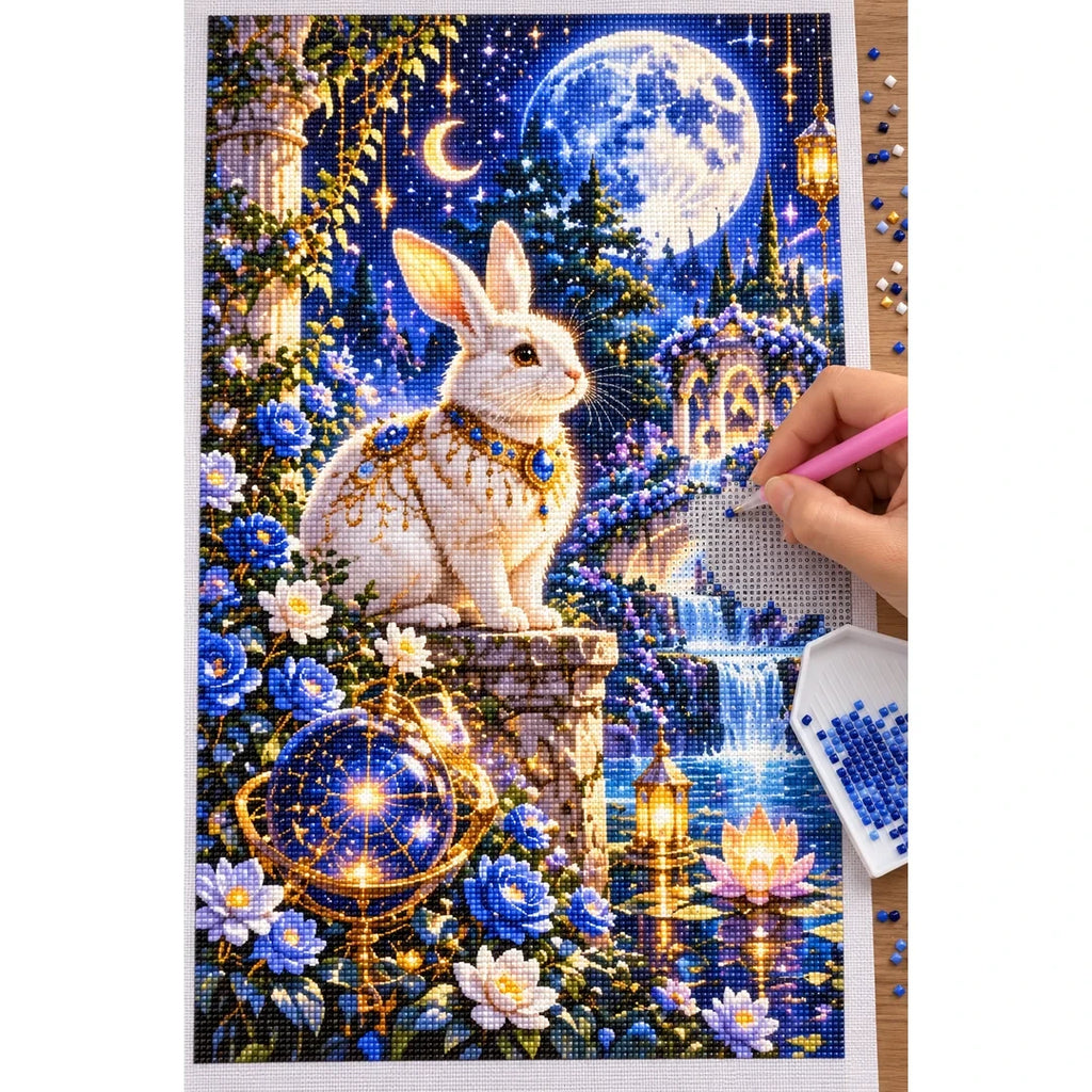Moon Rabbit Celestial Garden diamond painting process
