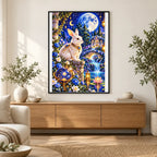 Moon Rabbit Celestial Garden finished artwork in home décor