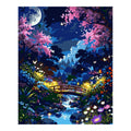 Original artwork for Moonlight Blossoms Over Stream Diamond Painting Kit