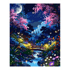 Original artwork for Moonlight Blossoms Over Stream Diamond Painting Kit