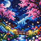 Diamond detail for Moonlight Blossoms Over Stream Diamond Painting Kit