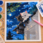 Diamond painting process for Moonlight Curiosity Diamond Painting Kit