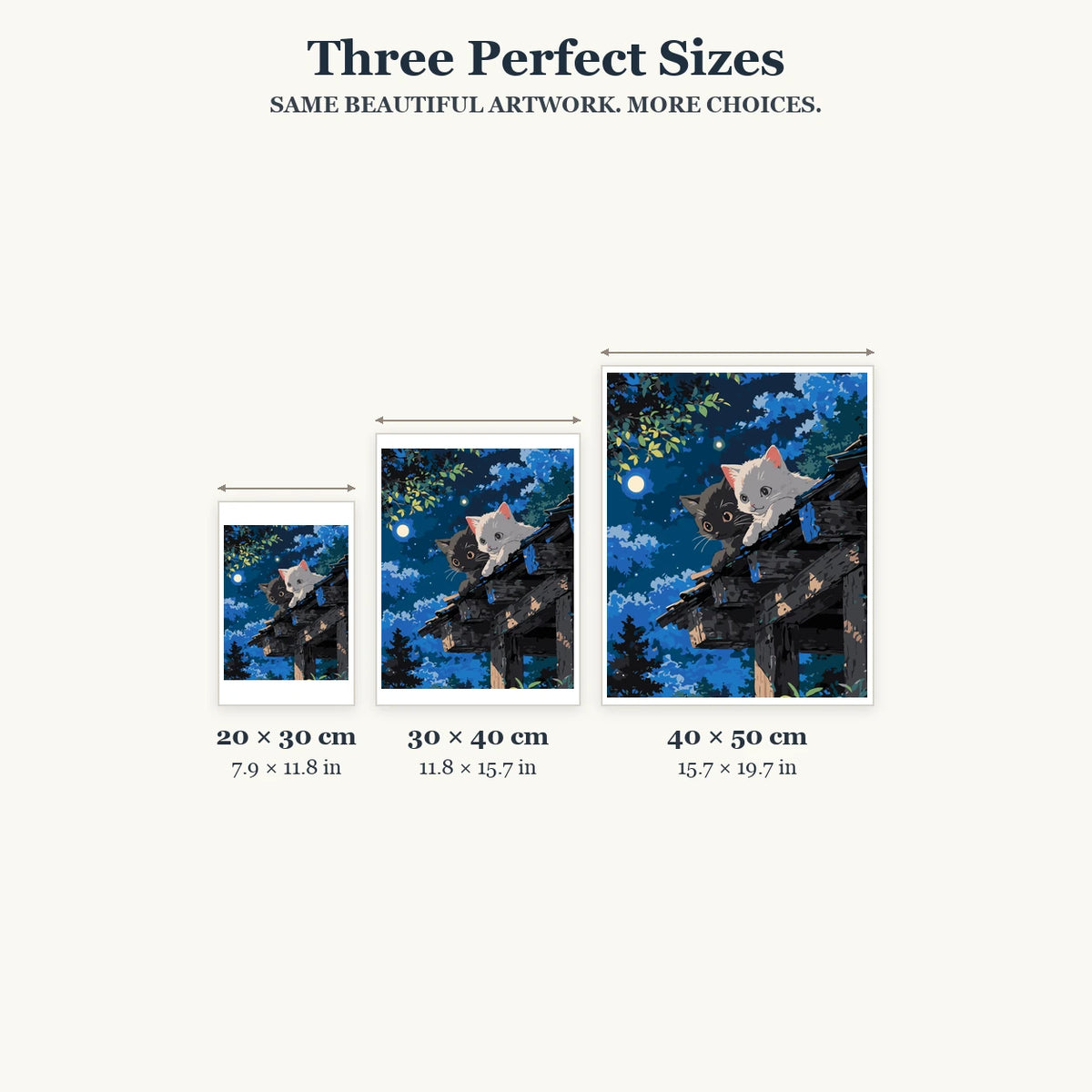 Size guide for Moonlight Curiosity Diamond Painting Kit