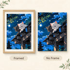 Framed and no-frame comparison for Moonlight Curiosity Diamond Painting Kit