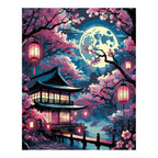 Original artwork for Moonlight Over Sakura Pavilion Diamond Painting Kit