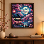 Home decor scene for Moonlight Over Sakura Pavilion Diamond Painting Kit