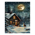 Original artwork for Moonlit Cabin Snowfall