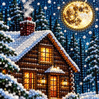 Close-up diamond detail for Moonlit Cabin Snowfall
