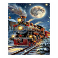 Original artwork showing moonlit christmas express.