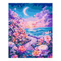 Original artwork for Moonlit Floral Shore Diamond Painting Kit