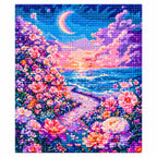 Finished diamond painting for Moonlit Floral Shore Diamond Painting Kit