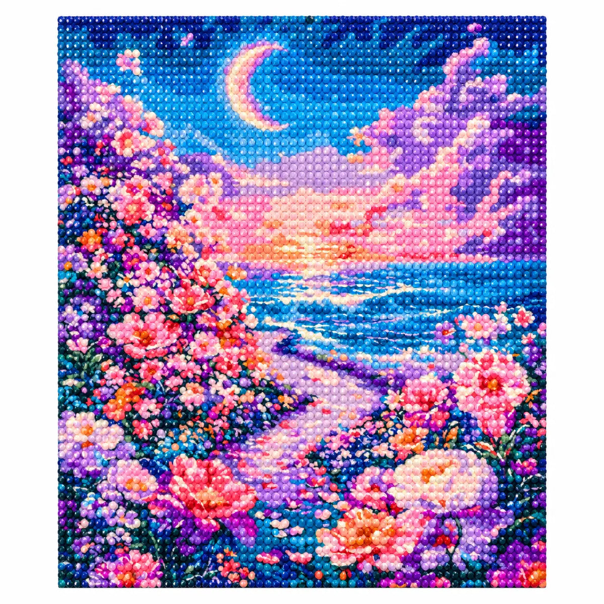 Finished diamond painting for Moonlit Floral Shore Diamond Painting Kit