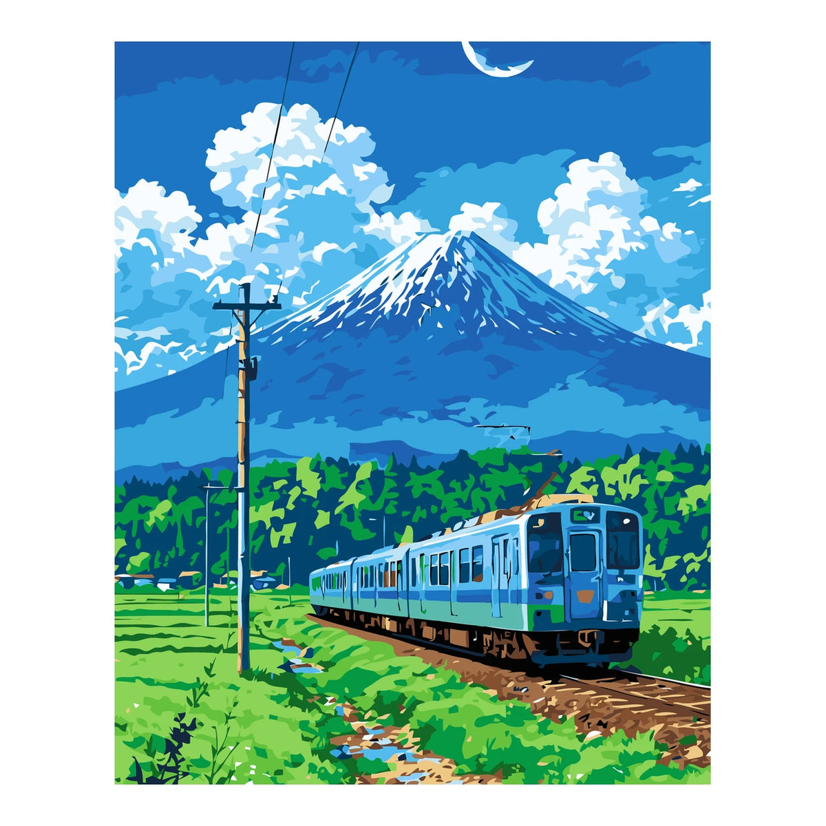 Original artwork for Moonlit Mountain Journey Diamond Painting Kit