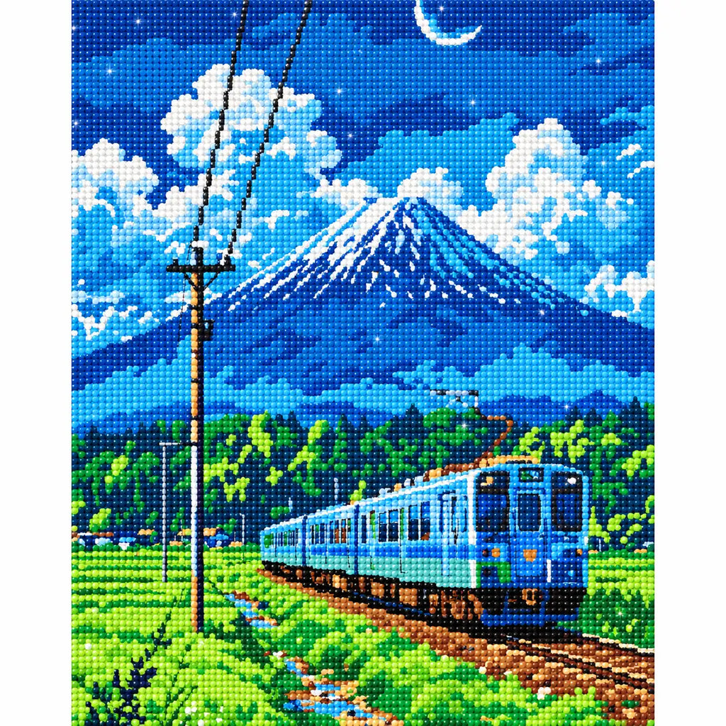 Finished diamond painting for Moonlit Mountain Journey Diamond Painting Kit