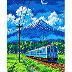 Finished diamond painting for Moonlit Mountain Journey Diamond Painting Kit