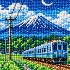 Diamond detail for Moonlit Mountain Journey Diamond Painting Kit
