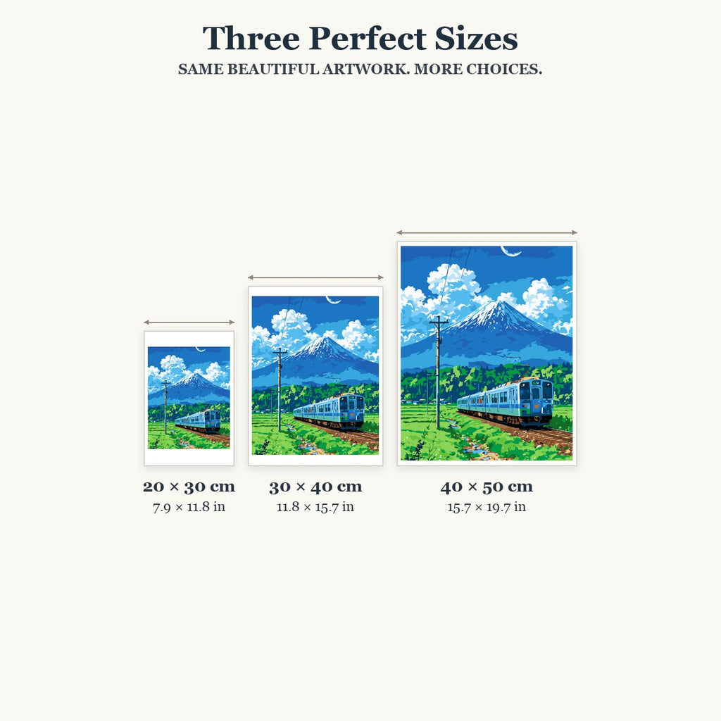 Size guide for Moonlit Mountain Journey Diamond Painting Kit