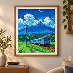 Home decor scene for Moonlit Mountain Journey Diamond Painting Kit