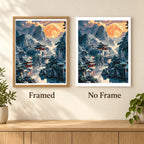 Framed and no-frame comparison for Moonlit Mountain Sanctuary artwork.