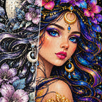 Moonlit Purple Flower Queen Diamond Painting Kit — Diamond and canvas detail