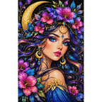Moonlit Purple Flower Queen Diamond Painting Kit — Finished white-background diamond painting