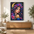 Moonlit Purple Flower Queen Diamond Painting Kit — Home decor scene