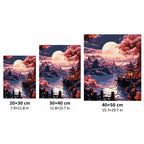 Moonlit Sakura Pagoda Diamond Painting Kit size guide