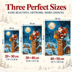Size guide for Moonlit Santa Delivery Diamond Painting Kit: 20 × 30 cm, 30 × 40 cm, and 40 × 50 cm.