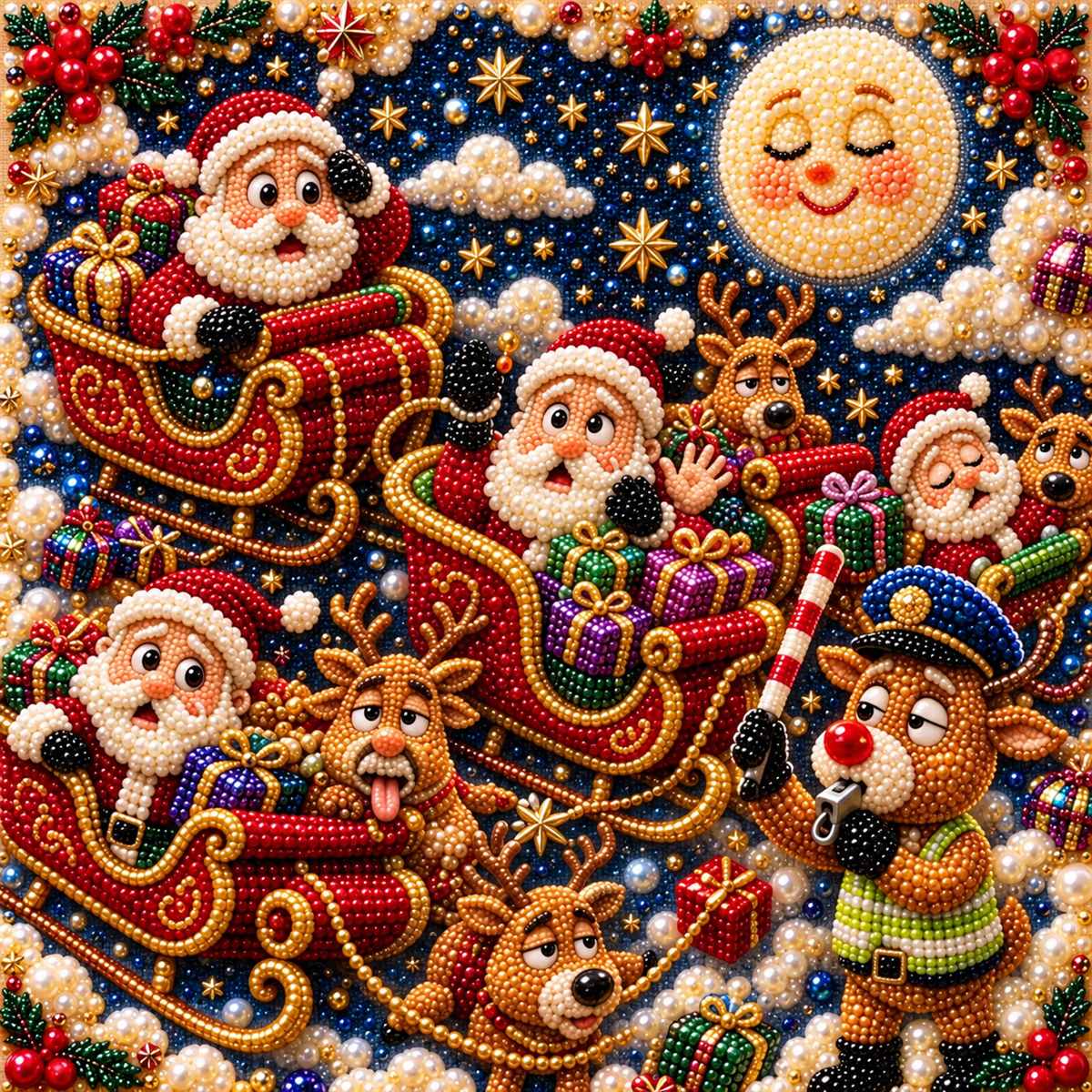 Moonlit Santa Sleigh Parade — detail image