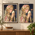 Framed and no-frame comparison for Moonlit Shell Maiden artwork.