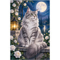 Moonlit Silver Tabby original artwork on white background