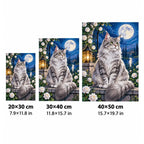 Moonlit Silver Tabby Diamond Painting Kit size guide
