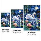 Moonlit Swan Lily Pond Diamond Painting Kit size guide
