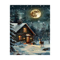 Moonlit Winter Cabin Diamond Painting Kit original artwork on white background