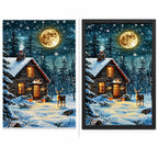 Moonlit Winter Cabin Diamond Painting Kit frame comparison