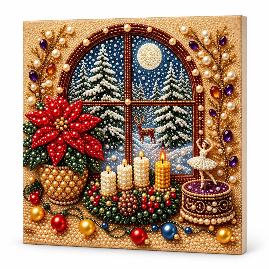 Moonlit Winter Window Pearl Diamond Painting Kit hero image