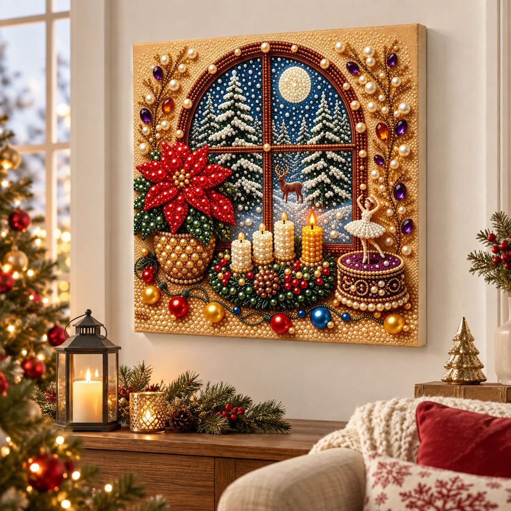 Moonlit Winter Window Pearl Diamond Painting Kit room image