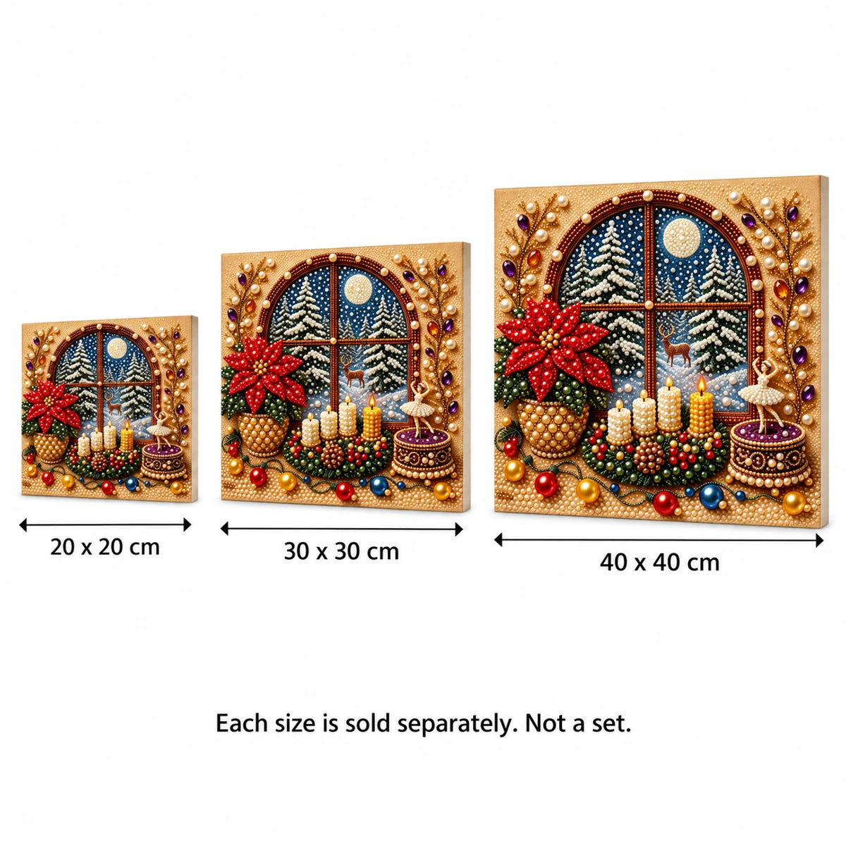 Moonlit Winter Window Pearl Diamond Painting Kit size image