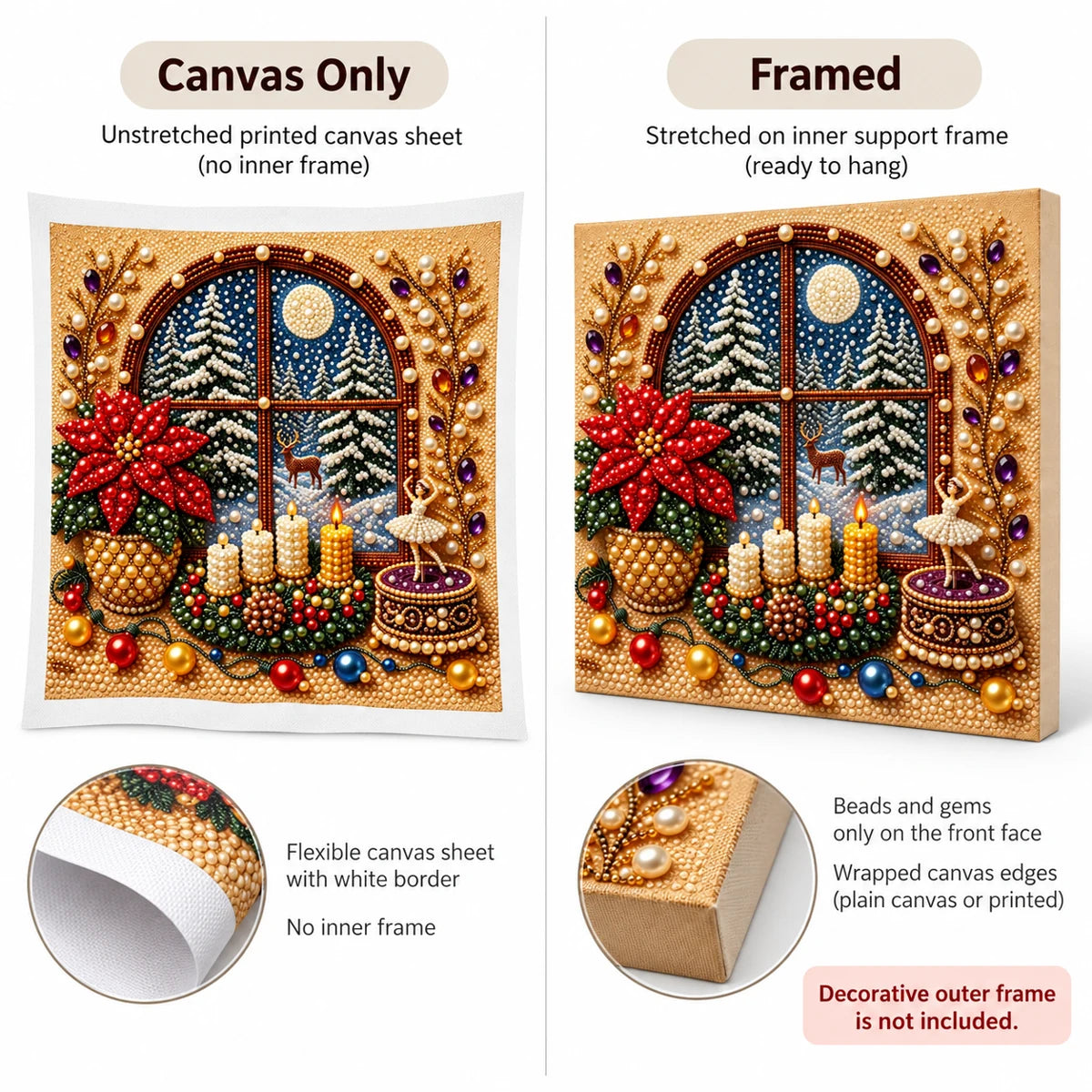 Moonlit Winter Window Pearl Diamond Painting Kit style image