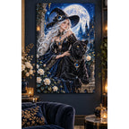Moonlit Witch Black Panther Diamond Painting Kit home decor scene