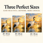 Size guide for Morning Grace by the Marsh: 20 × 30 cm, 30 × 40 cm, and 40 × 50 cm.