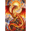 Mosaic Sun Dragon Mandala — original artwork on a clean white background