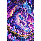 Mother Dragon Hatchling Crystal Nest — finished diamond painting on a white background